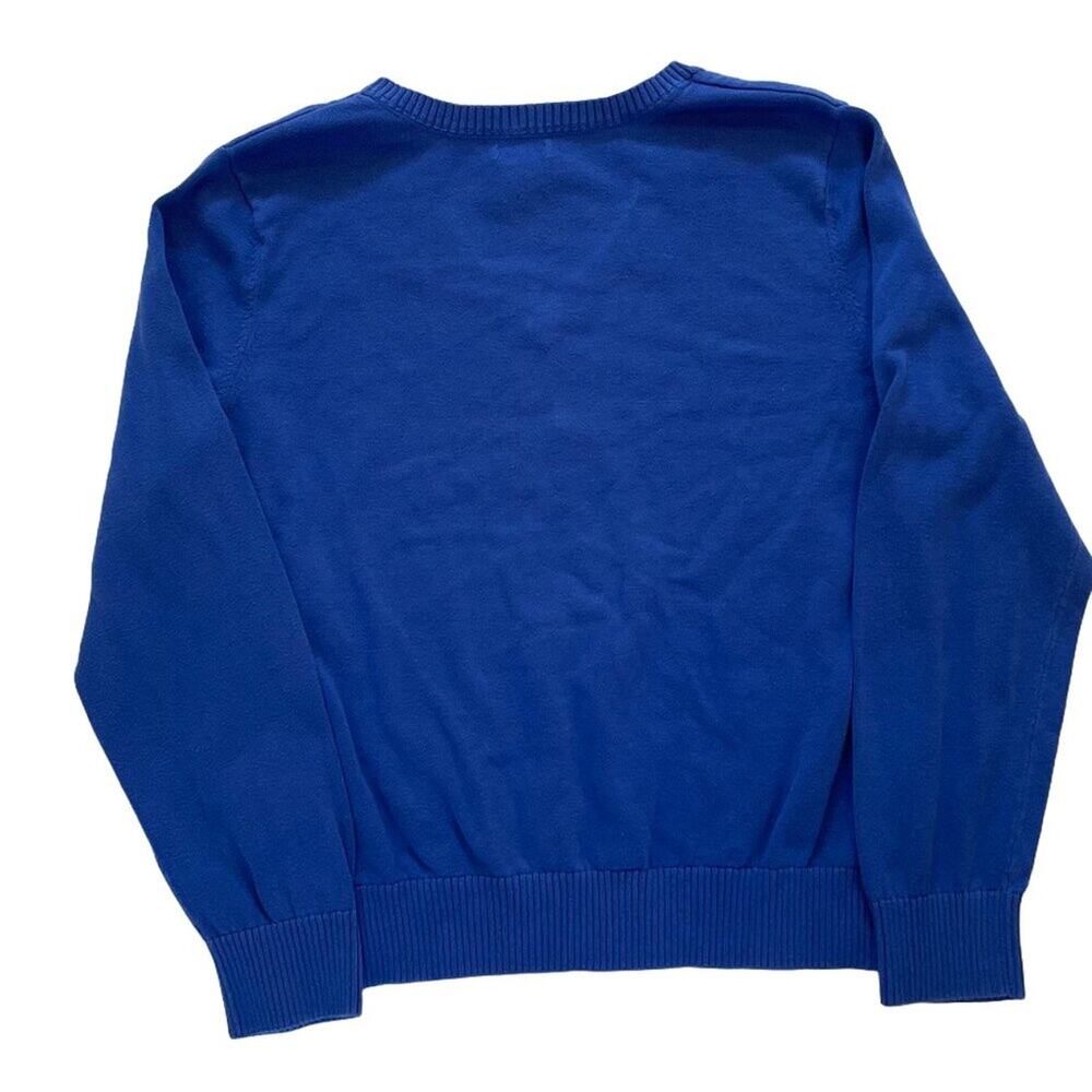 IZOD Cotton Argyle Long Sleeve V-Neck Sweater, Blue, Gray, Y2K, Preppy XL - Picture 3 of 8